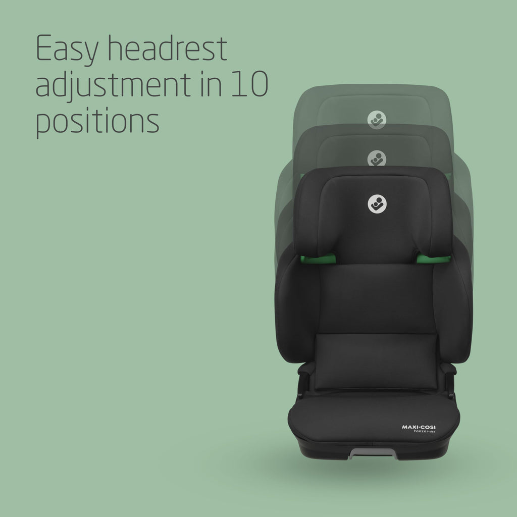 Maxi-Cosi Tanza i-Size, High Back Booster Seat, 3.5–12 years, 100–150cm, Compact Foldable Car Seat, 10 Headrest Positions, G-CELL Side Impact Protection, Padded & Elevated Kids Car Seat, Full Black