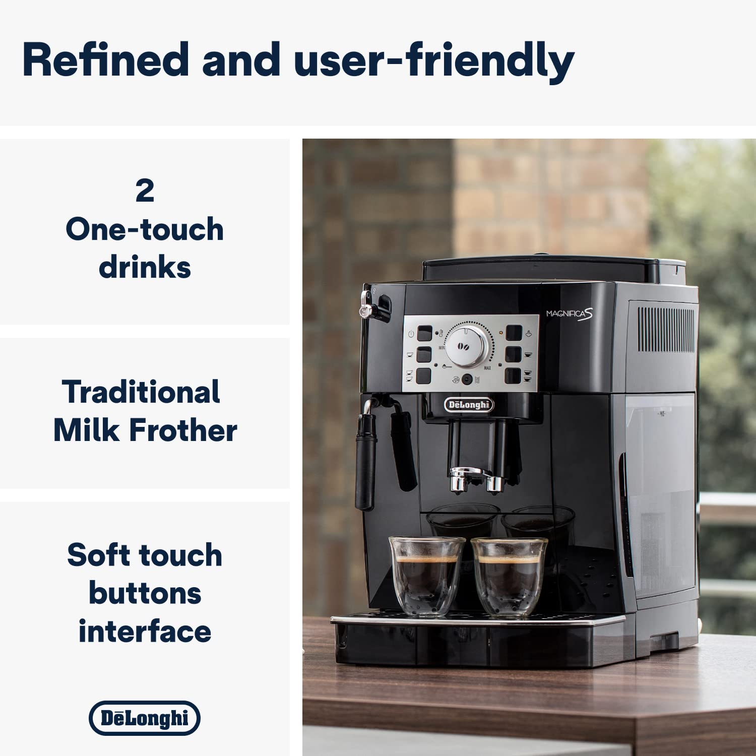 De'Longhi Magnifica S, Automatic Bean to Cup Coffee Machine, Espresso and Cappuccino Maker, ECAM22.110.B, Black
