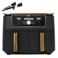 Ninja Foodi MAX Dual Zone Air Fryer, Amazon Exclusive, Tongs, 2 Drawers, 9.5L, 6-in-1, Use No Oil, Air Fry, Max Crisp, Roast, Bake, 8 Portions, Nonstick Dishwasher Safe Baskets, Copper/Black AF400UKCP