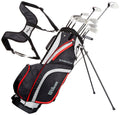 Wilson Amazon Exclusive Beginner Complete Set, 10 golf clubs with stand bag, Men's (right hand), Stretch XL, Black/Grey/Red, WGG157551